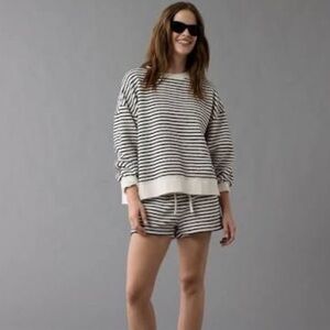American Eagle Outfitters Black and White Striped Top